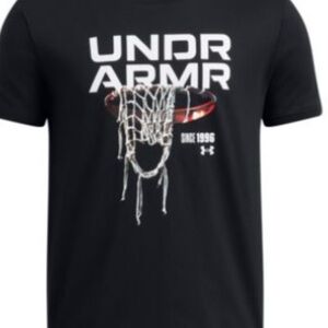 Under Armour Black and Red Graphic Tee Size YM
